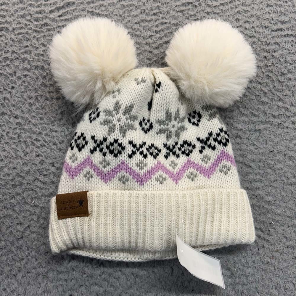 Simply Southern Hat Cap Girls Beanie One Size Simply Southern Dual POM